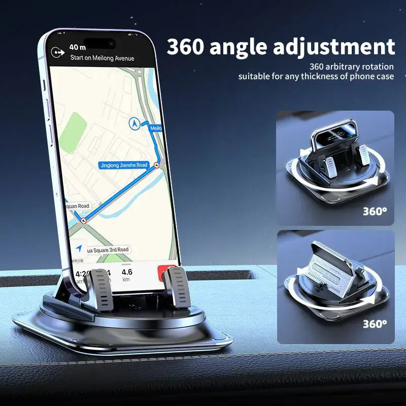 360° Rotation Car Dashboard Phone Holder – Non-Slip Mount for iPhone & Android