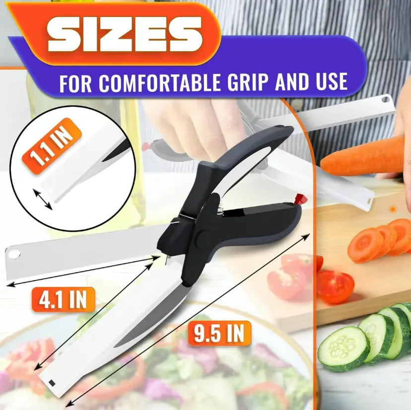 2-in-1 Kitchen Scissors with Cutting Board – Stainless Steel Blade & Safety Lock