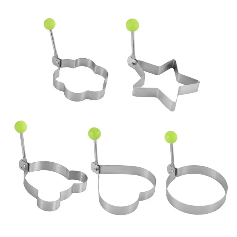 Stainless Steel Fried Egg Mold Rings 5-Piece Set with Anti-Scald Handle