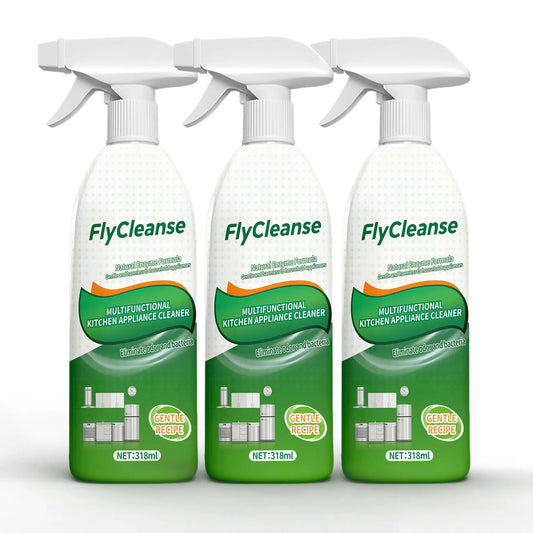 FlyCleanse Natural Enzyme Formula Kitchen Cleaning Spray - Fast-Acting Household Grease & Mold Remover Liquid, for Kitchen Stoves & Range Hoods, 318 ml Bottle, 24-Month Shelf Life, Father's Day Gift Idea