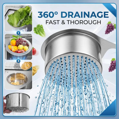 Stainless Steel Sink Strainer Basket with Integrated Hook – Multifunctional Drain Filter