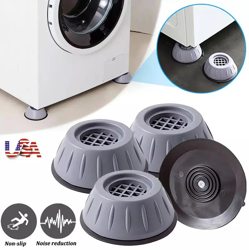 4-Piece Anti-Vibration & Noise-Reducing Pads for Washing Machines, Dryers & Refrigerators
