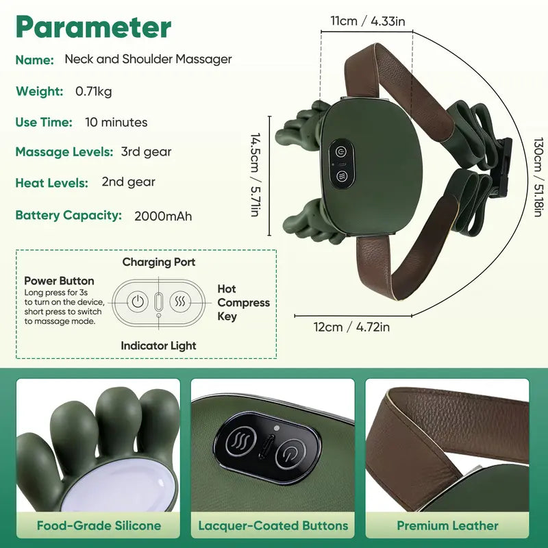 Upgraded Neck & Shoulder Massager - 4D Kneading with Heat