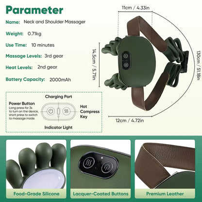 Upgraded Neck & Shoulder Massager - 4D Kneading with Heat