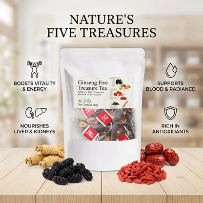 Ginseng Five Treasure Tea – Kidney Tonic Herbal Health Tea for Men (80 Bags) | ZY