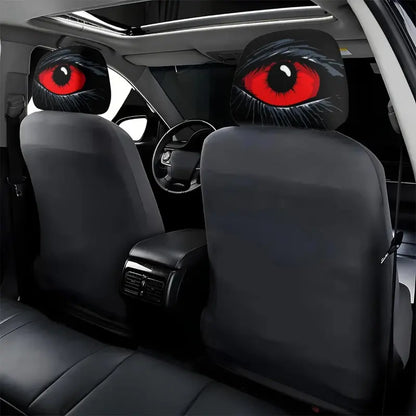 2 Pcs Red Devil's Eye Car Headrest Covers – Gothic Style, Washable
