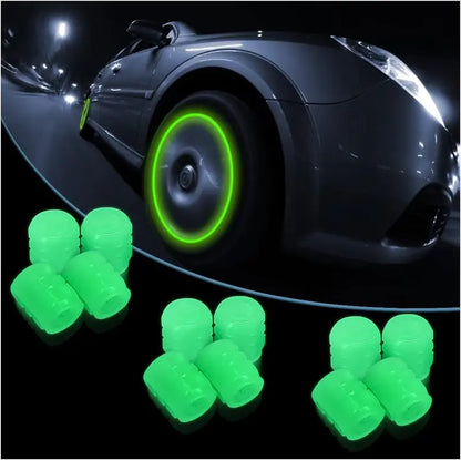 Luminous Tire Valve Stem Caps 8PCS – Glow in the Dark, Leak-Proof, Corrosion Resistant | Universal Car Truck Motorcycle Bike (Green)