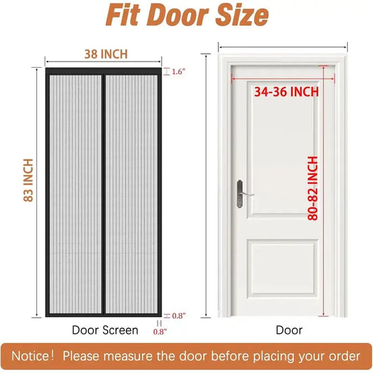 Mesh Mosquito Screen Door Curtain for Sliding Screen Doors, 72"x80" - 34 Pieces Magnets, Self-Adhesive Hook Tape, Hands-Free Easy Passage, Breathable, Portable, Easy to Clean for Balcony, Bedroom, Children's Room