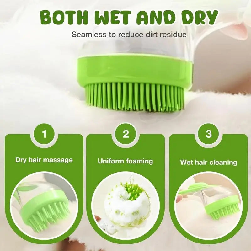 2026 New 2 in 1 Pet Bath & Grooming Brush with Built-in Soap Dispenser