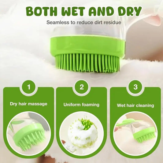 2026 New 2 in 1 Pet Bath & Grooming Brush with Built-in Soap Dispenser