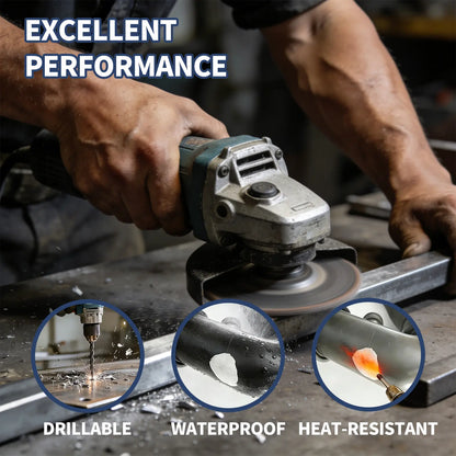 Reinforced Epoxy Putty, Easy Operation, High Strength & Strong Adhesion, Excellent Restoration, Waterproof Heat Resistant Drillable, Permanent Repair Putty for Metal Wood Ceramic Concrete Plastic PVC Pipe Leaks Cracks Holes & Broken Parts fat
