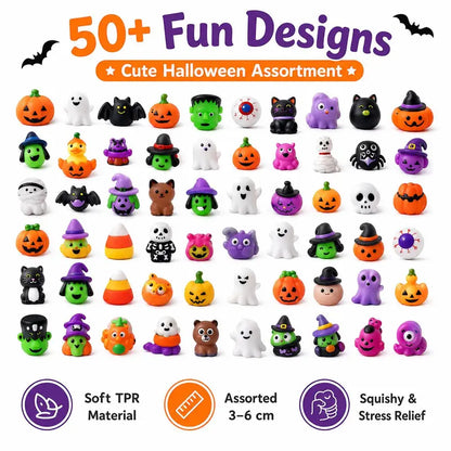 Halloween Mochi Squishies - Mini Spooky Party Favors, Trick-or-Treat Bag Fillers & Classroom Prizes