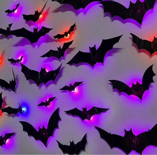 BougeRVBat Light Design 12pcs/24pcs Set Spooky Ornaments for Home Party Festival Halloween Easy Install Wall Stickers Smooth Application - Decorative