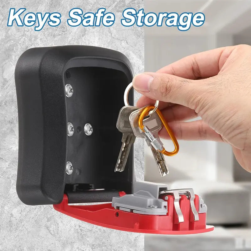 Wall Mount Key Lock Box - 4-Digit Combination Lockbox, Resettable Code, Waterproof Outdoor Key Safe for Home, Office & Garage