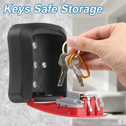 Wall Mount Key Lock Box - 4-Digit Combination Lockbox, Resettable Code, Waterproof Outdoor Key Safe for Home, Office & Garage