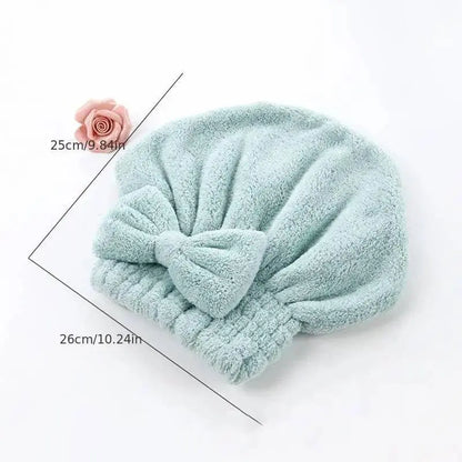 Women's Bow Decor Shower Cap & Hair Drying Cap Set – 2-Piece/4-Piece