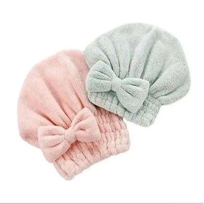 Women's Bow Decor Shower Cap & Hair Drying Cap Set – 2-Piece/4-Piece