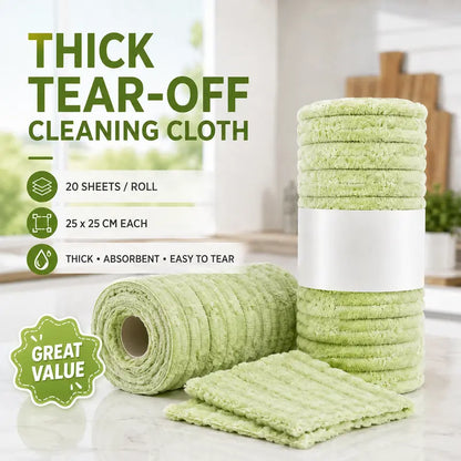 Thick tear-off cleaning cloth roll - 20 sheets per roll, 25x25cm each, thick absorbent and easy to tear