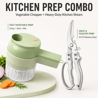 Kitchen Prep Combo - Vegetable Chopper and Heavy-Duty Kitchen Shears