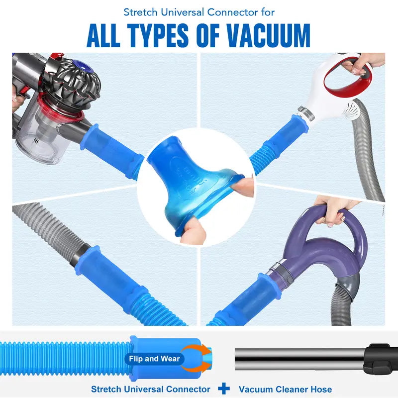 Sealegend Dryer Vent Cleaner Kit – Vacuum Hose Attachment with Stretch Universal Connector, Lint Remover Tool, Blue