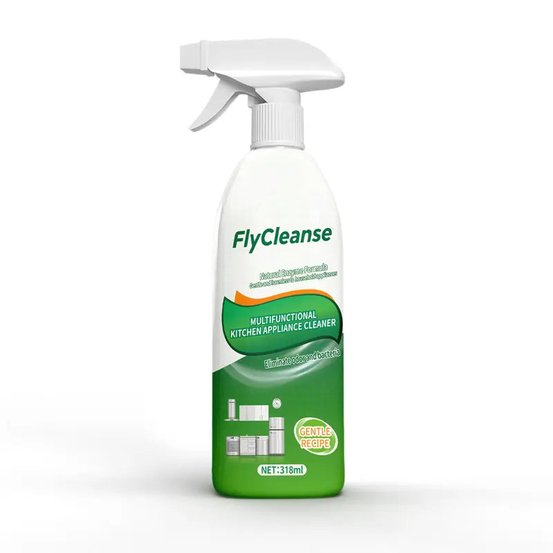 FlyCleanse Natural Enzyme Formula Kitchen Cleaning Spray - Fast-Acting Household Grease & Mold Remover Liquid, for Kitchen Stoves & Range Hoods, 318 ml Bottle, 24-Month Shelf Life, Father's Day Gift Idea