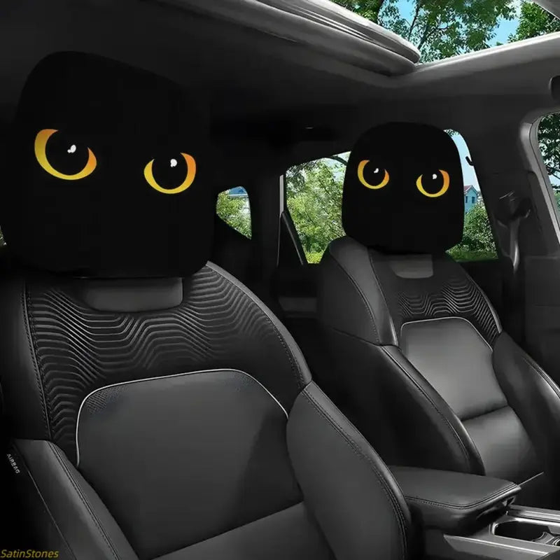 2 Pcs Red Devil's Eye Car Headrest Covers – Gothic Style, Washable