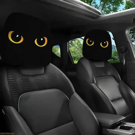 2 Pcs Red Devil's Eye Car Headrest Covers – Gothic Style, Washable