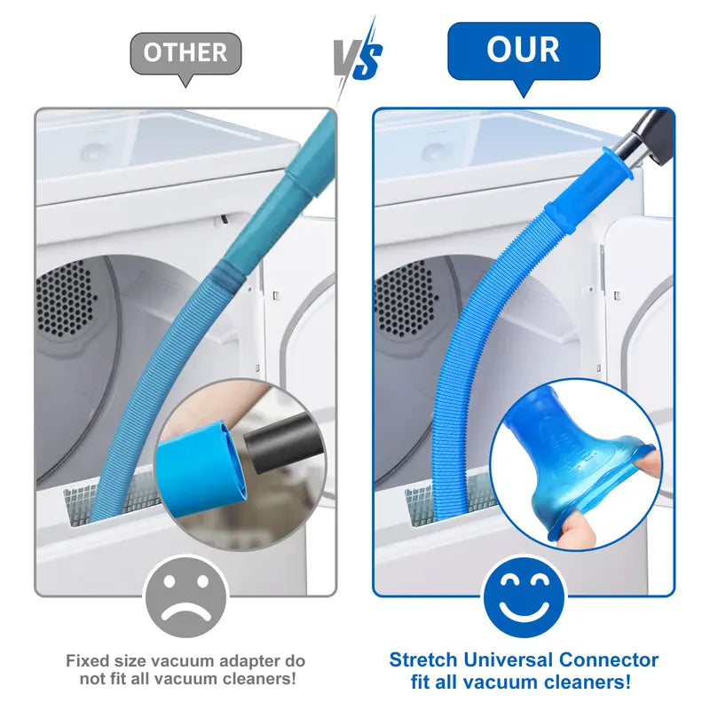Sealegend Dryer Vent Cleaner Kit – Vacuum Hose Attachment with Stretch Universal Connector, Lint Remover Tool, Blue