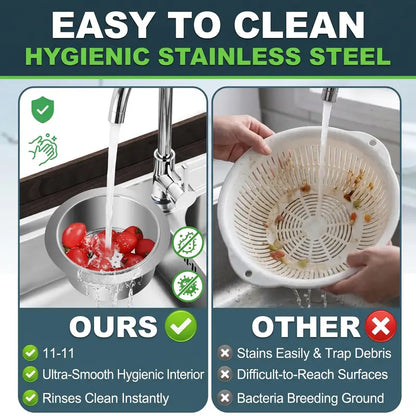 Stainless Steel Sink Strainer Basket with Integrated Hook – Multifunctional Drain Filter