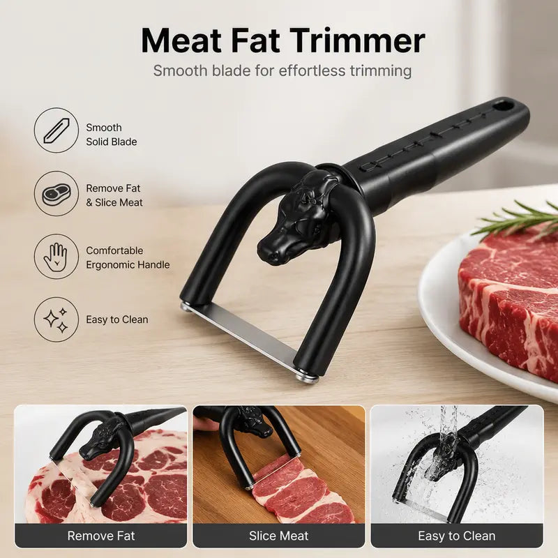 Handheld Meat Fat Trimmer & Slicer - Ergonomic Beef & Pork Butchering Tool for Home Kitchen & BBQ