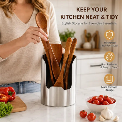 Stainless Steel Utensil Holder - Thickened Kitchen Organizer with Rust Resistant Design