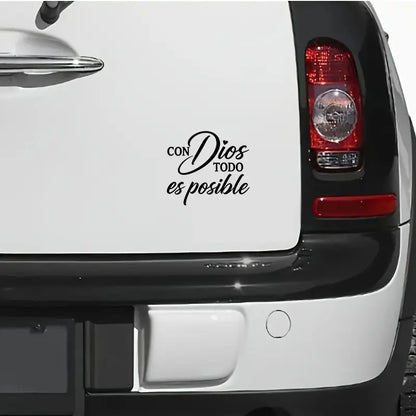 Con Dios Todo Es Posible Vinyl Decal - Spanish Faith Sticker for Cars, Laptops, Windows & More | Multiple Colors