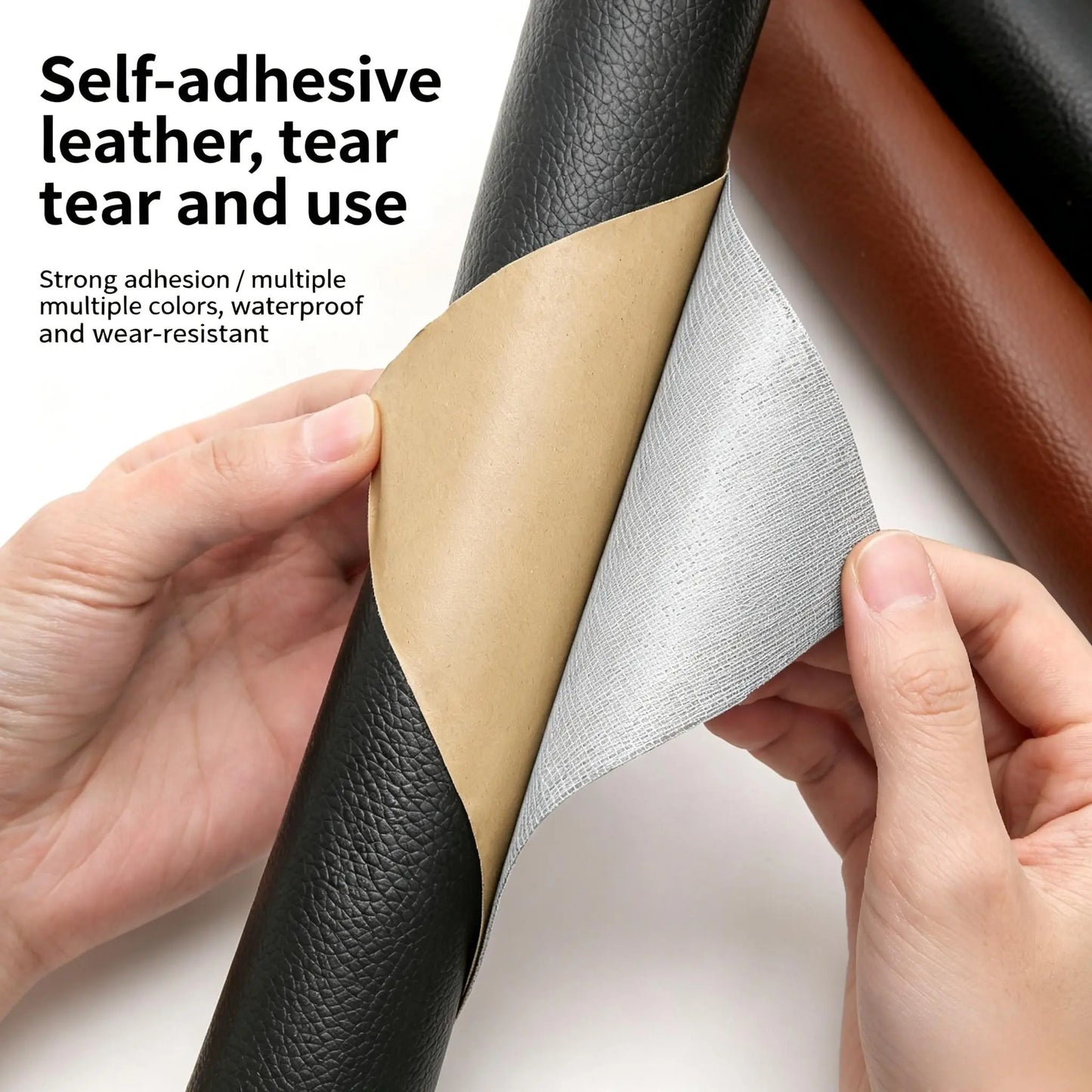 Leather Repair Patch Self Adhesive Leather Stickers for Car Seats Black Faux Leather Fabric for Upholstery Vinyl Seat Tape for Furniture, Couch Patch Kit for Cars Interior
