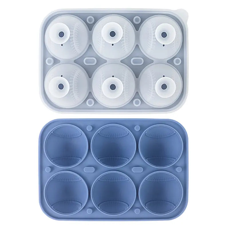 Baseball Ice Molds 6-Cavity Silicone Ball Ice Cube Molds for Whiskey, Cocktails,  Juices - Large ReusableBaseball Style,Grand Slam Ice,Home Run Chill,  A unique sports gift for men, dads, andbaseball fans,Baller Ice coffee,party，Gatherings & Father’s Day