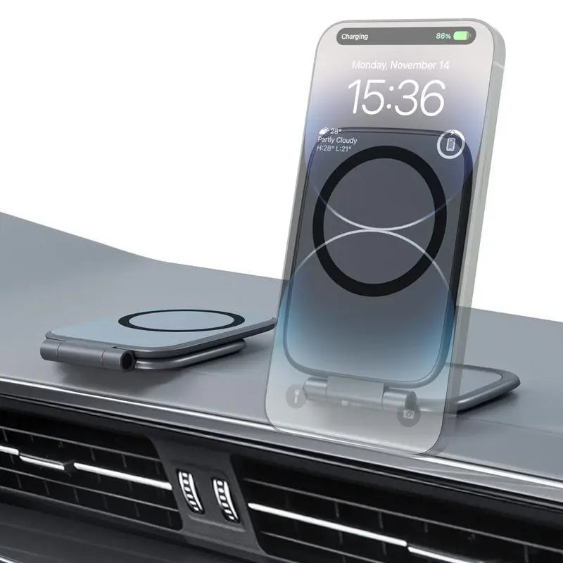 Magnetic Car Phone Mount – N52 Dual Magnet, 360° Rotation, Foldable Dashboard Holder for iPhone & All Phones