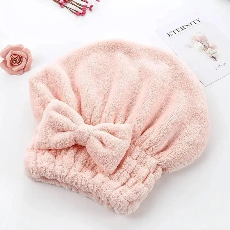 Women's Bow Decor Shower Cap & Hair Drying Cap Set – 2-Piece/4-Piece