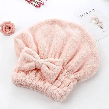 Women's Bow Decor Shower Cap & Hair Drying Cap Set – 2-Piece/4-Piece