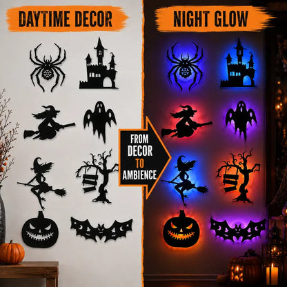 Halloween LED Silhouette Wall Light Stickers - Peel & Stick Battery Powered