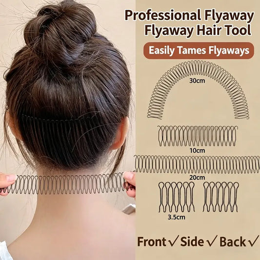 U Shape Hair Finishing Fixer Comb Set (3 Pieces) – Stretchable Flyaway Hair Pins with Wavy Spring Design