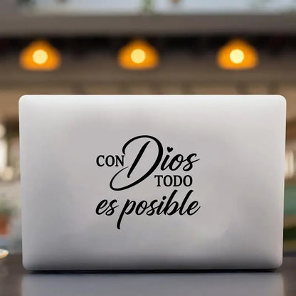 Con Dios Todo Es Posible Vinyl Decal - Spanish Faith Sticker for Cars, Laptops, Windows & More | Multiple Colors