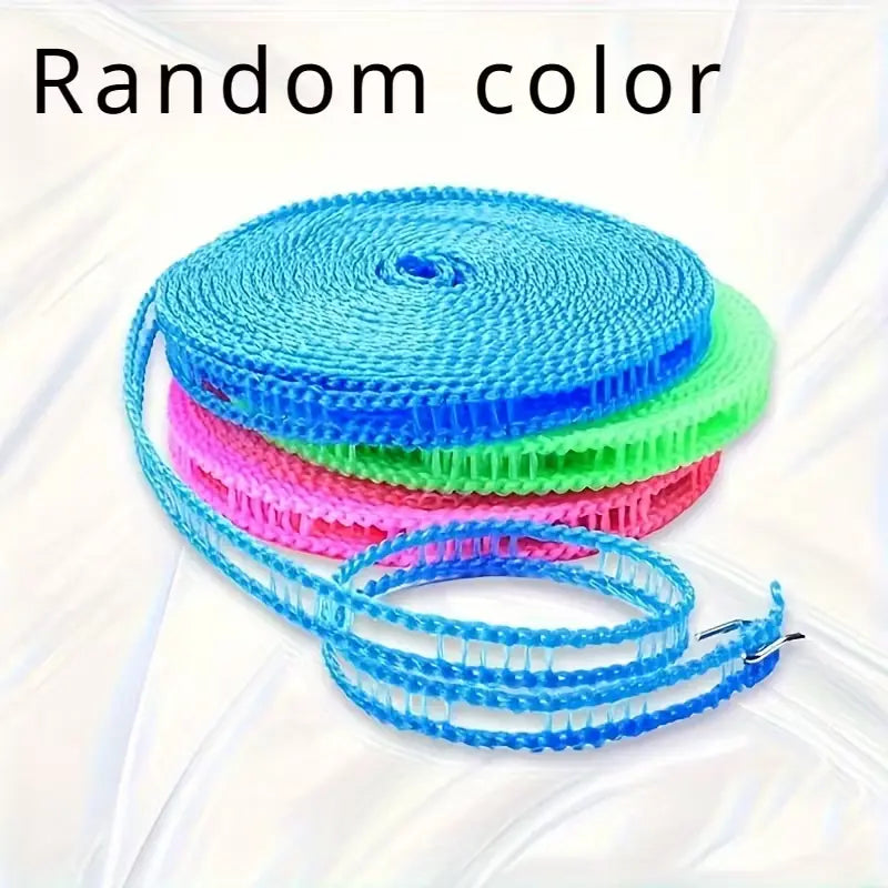 Non-Slip Clothesline Rope with Metal Hooks 5M – Windproof Outdoor Laundry Line