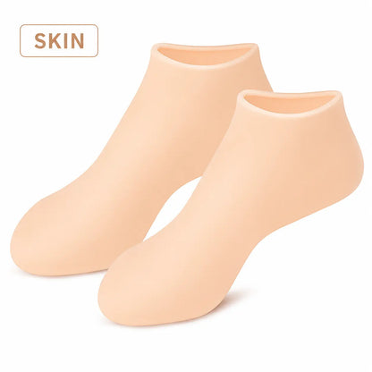 Reusable Silicone Foot Care Socks – Moisturizing Heel Mask Socks for Dry Cracked Feet, Soft Gel Foot Covers, Home Spa Pedicure Treatment