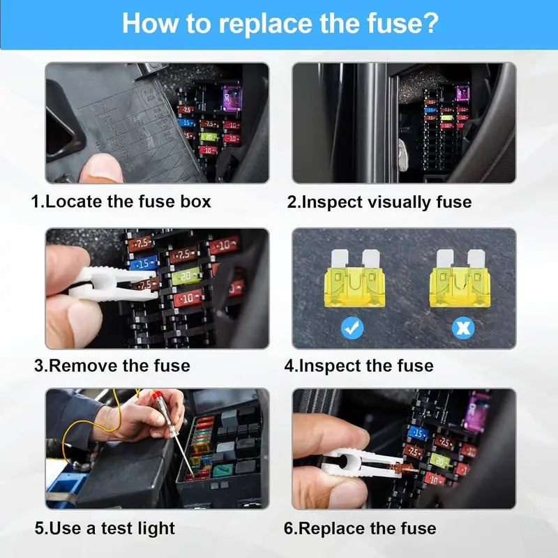 306PCS Car Blade Fuse Assortment Set with Circuit Tester & Fuse Puller - Automotive Motorcycle Truck