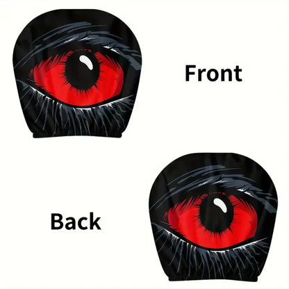 2 Pcs Red Devil's Eye Car Headrest Covers – Gothic Style, Washable