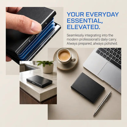RFID Blocking Metal Card Holder - Ultra-Slim Stainless Steel Business Card Case, Secure ID Protector for Men | Travel & Gift