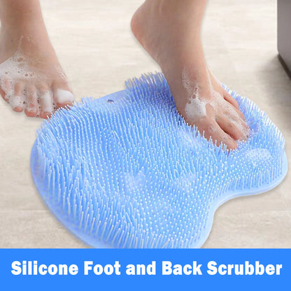 Silicone Shower Foot Scrubber Mat – Exfoliating Body Brush with Non-Slip Suction Cups, Wall-Mountable