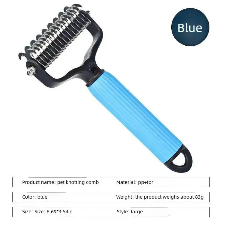 Double-Sided Pet Dematting Comb – Dog & Cat Hair Removal Grooming Brush