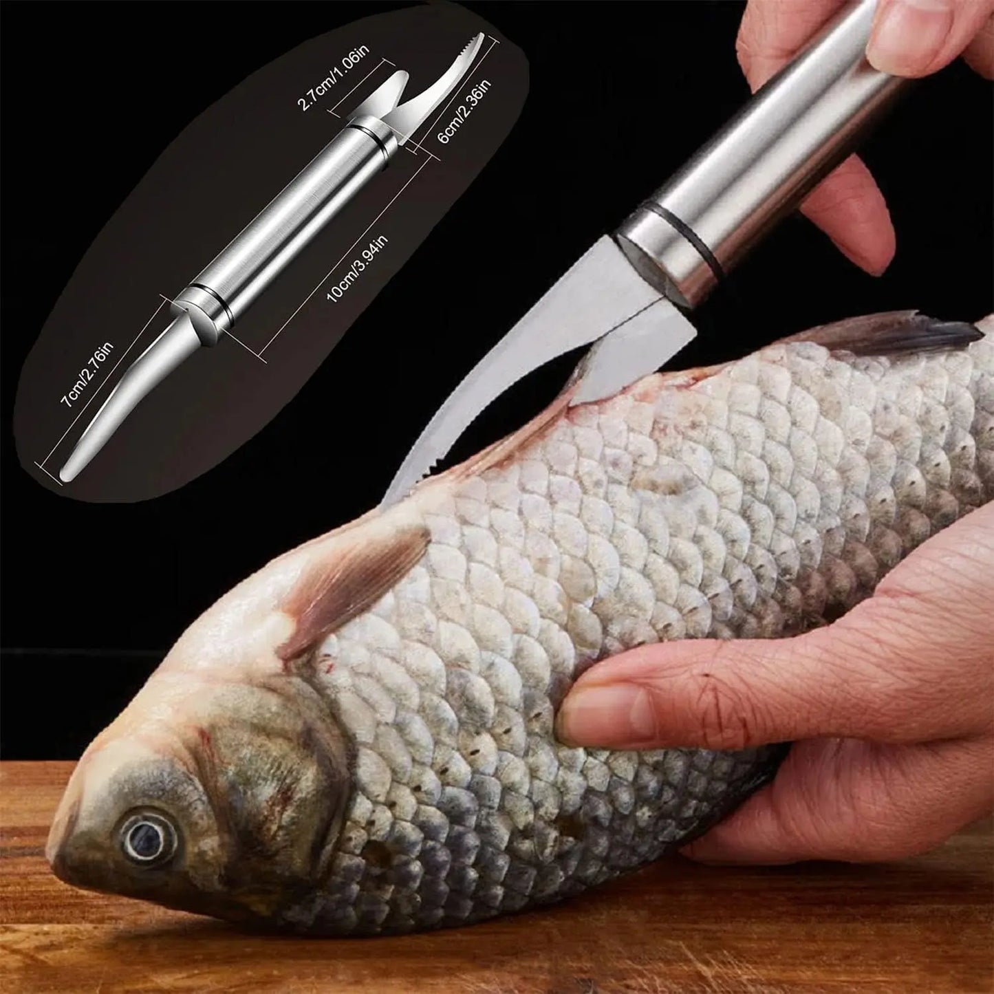 2PCS Stainless Steel 5-In-1 Seafood Utensils Set Shrimp Deveiner Peeler Fish Scale Remover Duck Intestine Cutter Kitchen Blade Multi-use Home Cooking Seafood Cleaning Sturdy Stainless Steel Kitchen Gadget For Daily Household Seafood Prep Tool