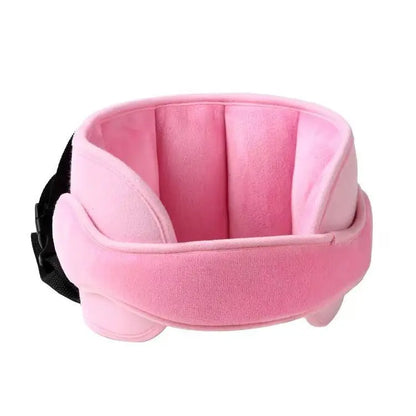 Kids Car Seat Head Support Strap, Soft Plush Adjustable Nap Support Band with Padded Side Cushions, Portable Travel Headrest Accessory for Toddlers and Children, Blue Pink Gray