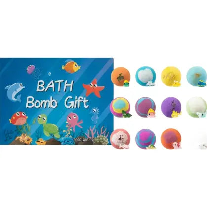 Kids Bath Bombs with Surprise Sea Animal Toys Inside — 12 Pack
